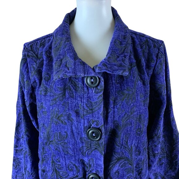 Habitat Purple Black Textured Button Front Long Sleeve Casual Jacket Medium - Picture 2 of 6